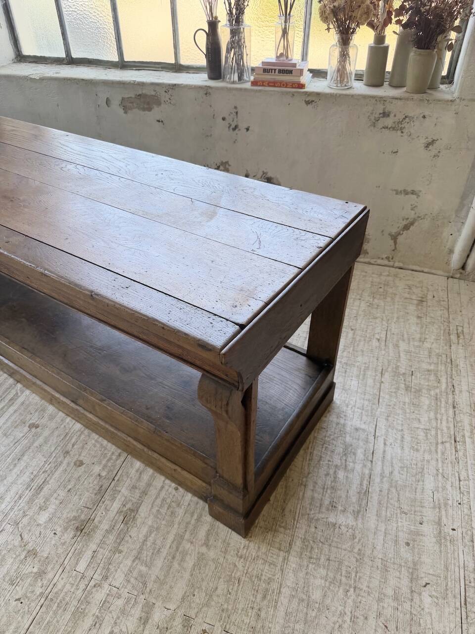 Table de gantier drapière 1900 chêne massif 330cm XL