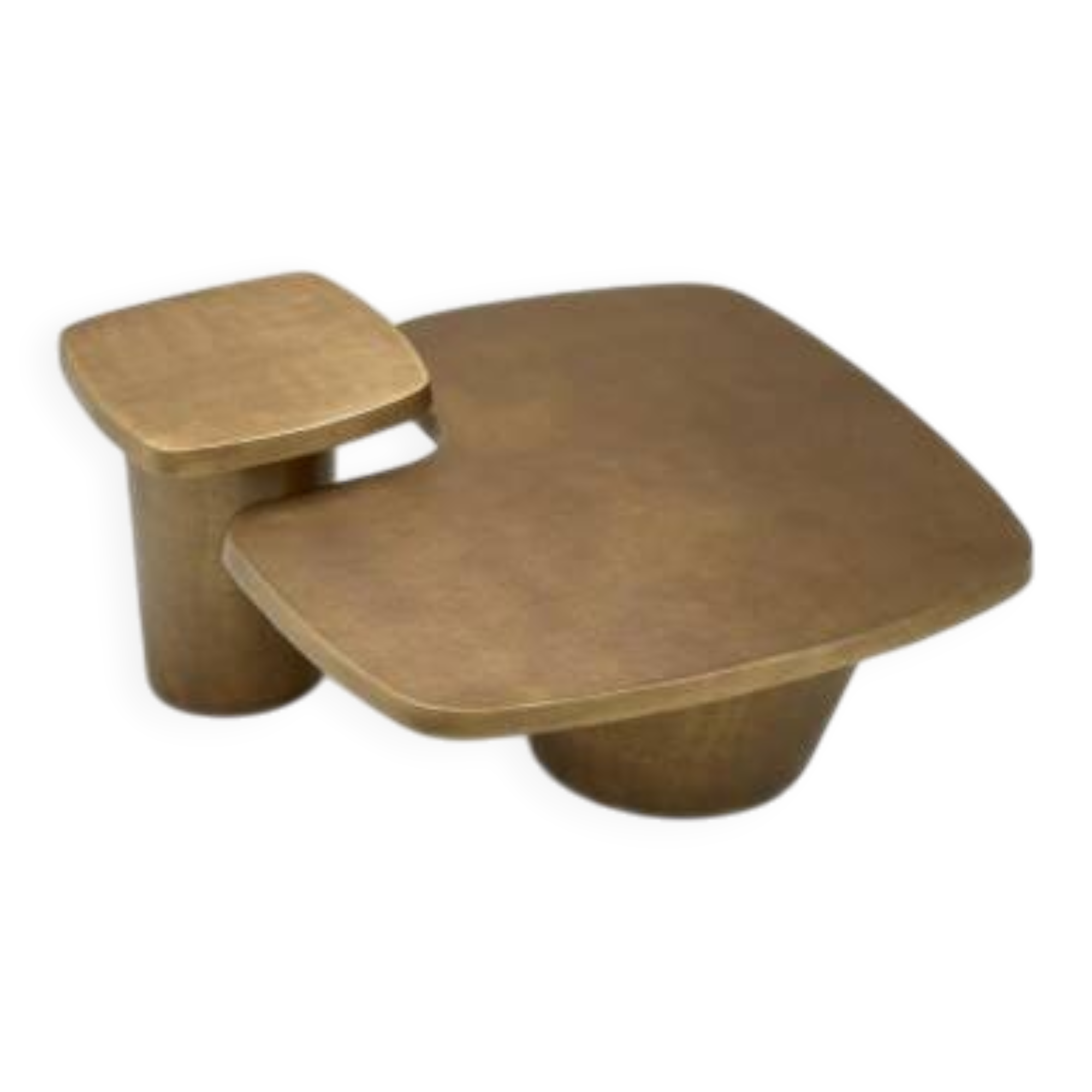 Set of 2 coffee tables, vintage brass finish, timeless character.