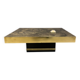 Etched brass and inlaid agate coffee table by Felix De Boussy, Belgium
