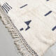 Moroccan Berber carpet beni ouarain ecru with blue graphic patterns 264x161cm