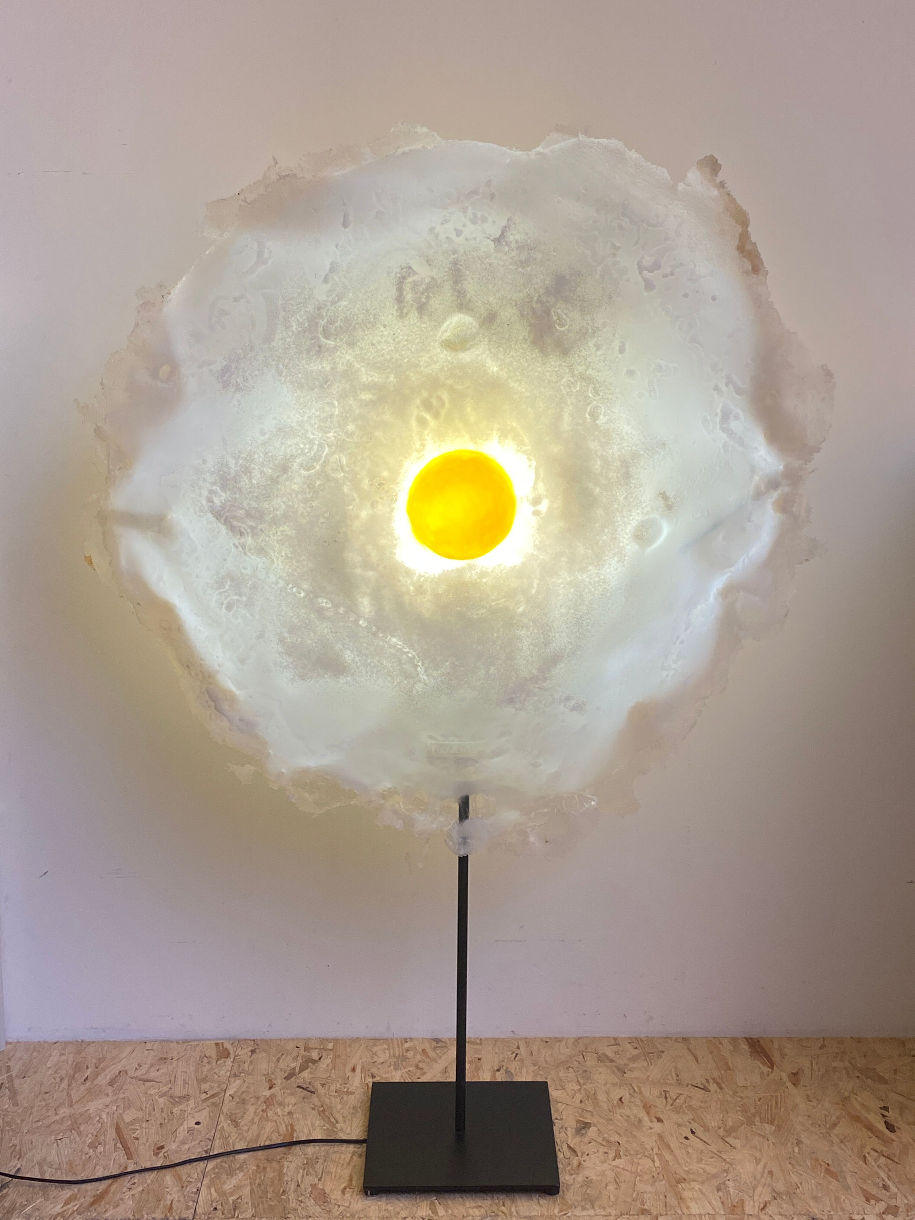 "Egg" lamp signed by artist Michel Froment