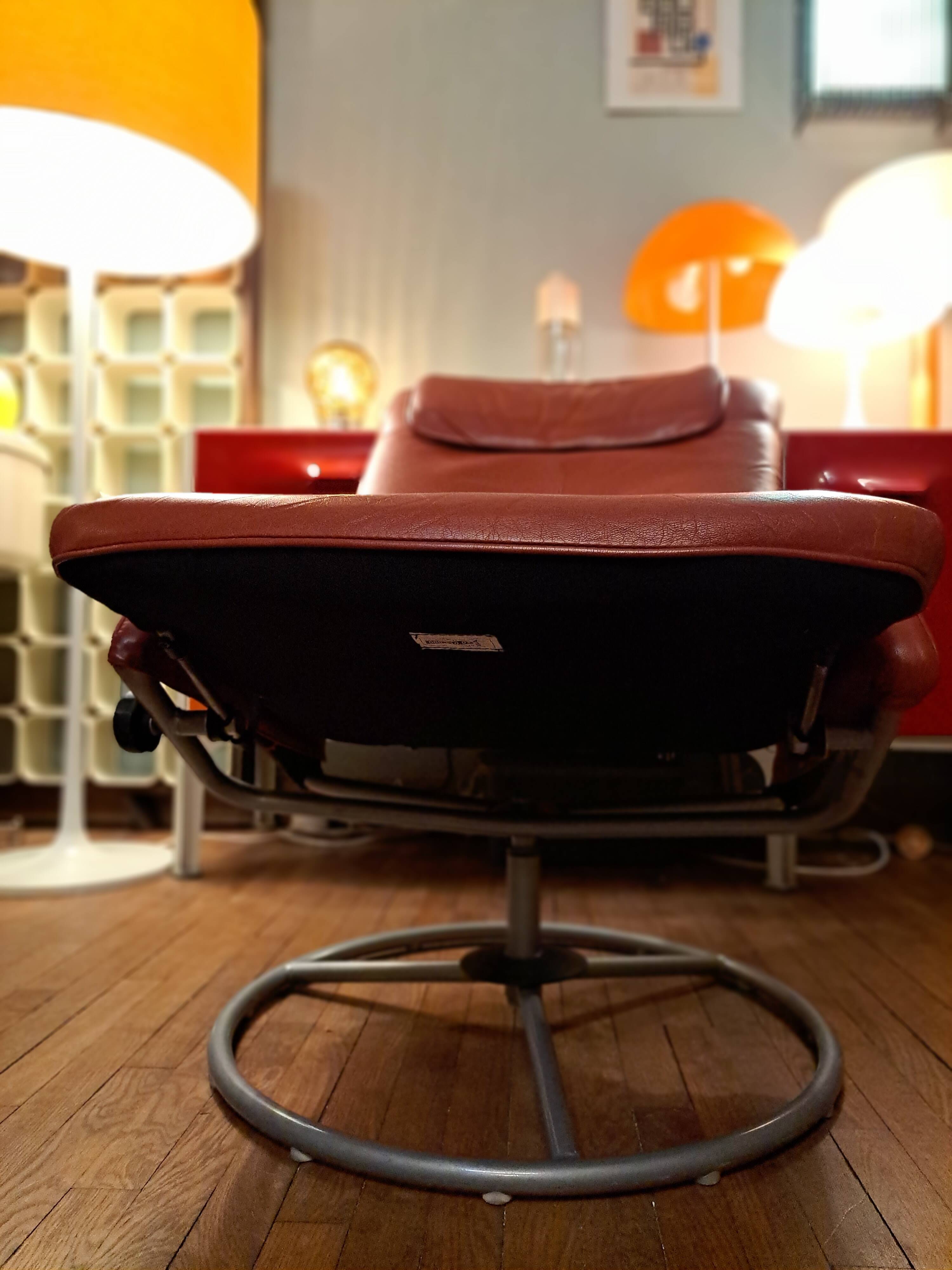 Pair of Lounge Chairs + Malung Leather Ottoman from the 90's