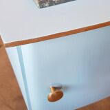 Vintage ice blue and gold nightstand