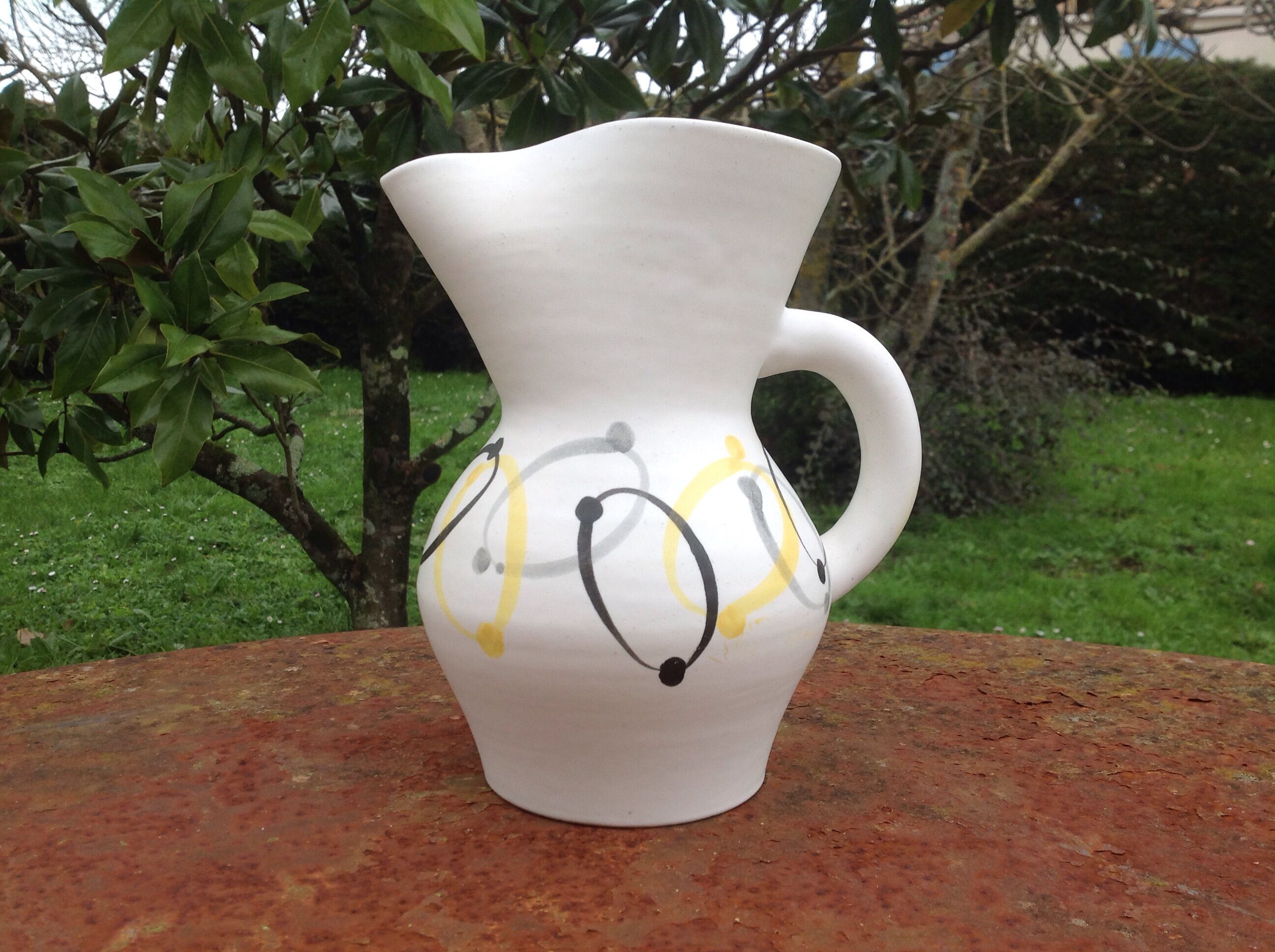 Pitcher earthenware André Baud Vallauris, DLG Chambost Blin Capron, vintage 50-60-70