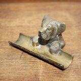 Vintage Dog Head Bronze Pen Holder