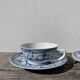 Pair of signed blue porcelain cups