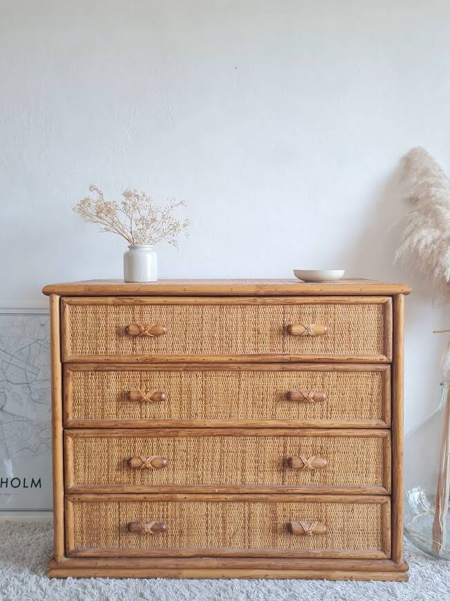 Rattan chest of drawers circa 1960s