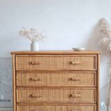 Rattan chest of drawers circa 1960s