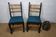 Pair of brutalist wooden chairs revamped in black, duck green fabric seat