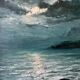 Tableau HSP "clair de lune" Marine signée + cadre (éc. début XX°)