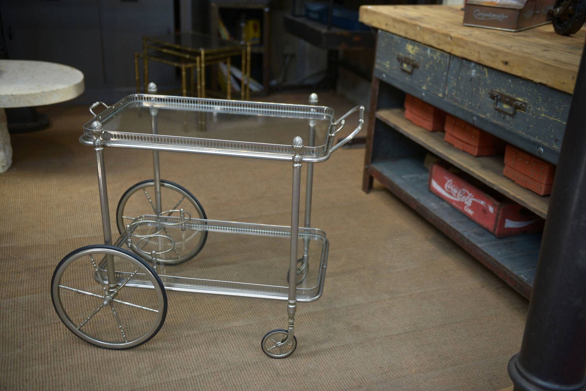 metal drinks trolley, France, 1960