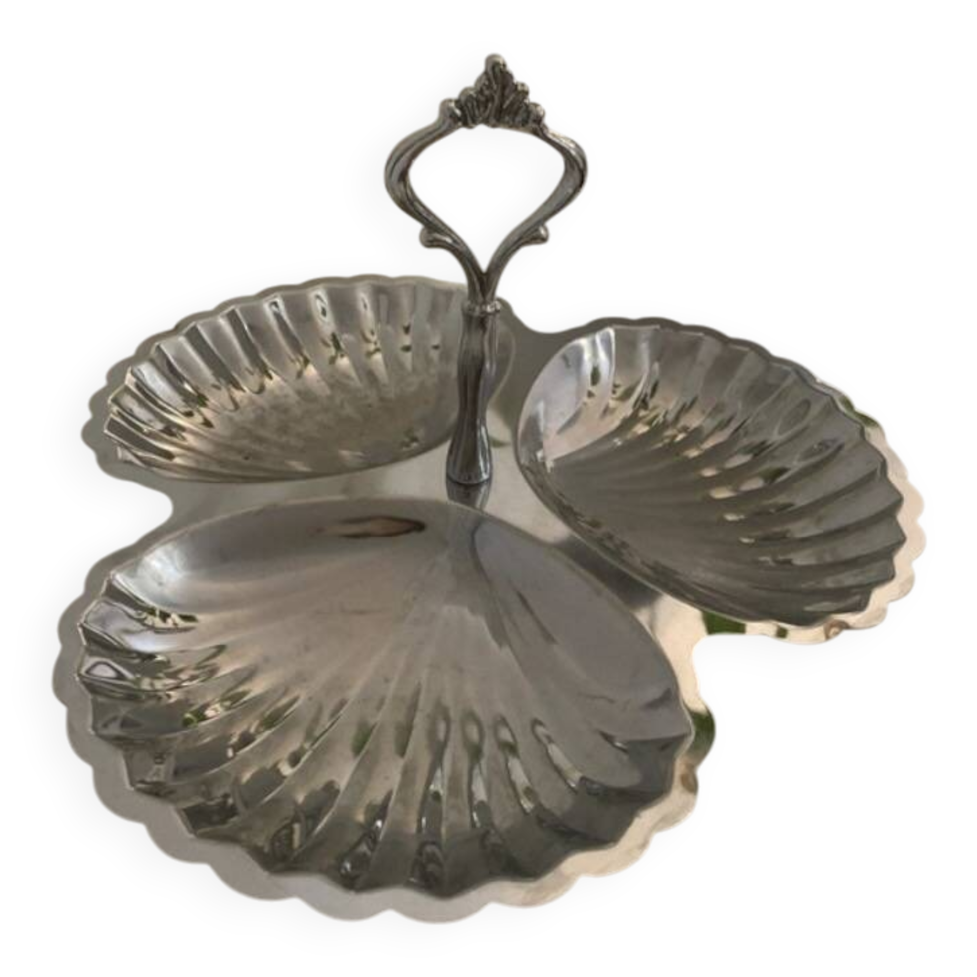 Vintage silver-plated server - Shell - 3 compartments