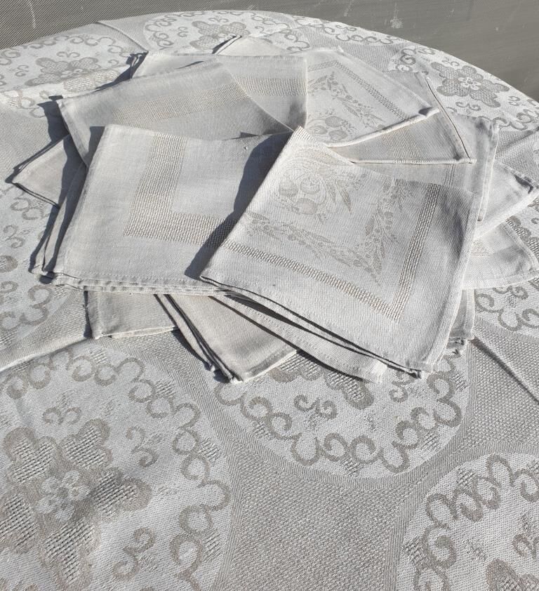 Set tablecloth & 18 vintage towels 138x280