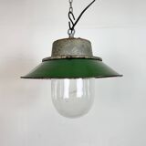 Green Enamel and Cast Iron Industrial Pendant Light, 1960s
