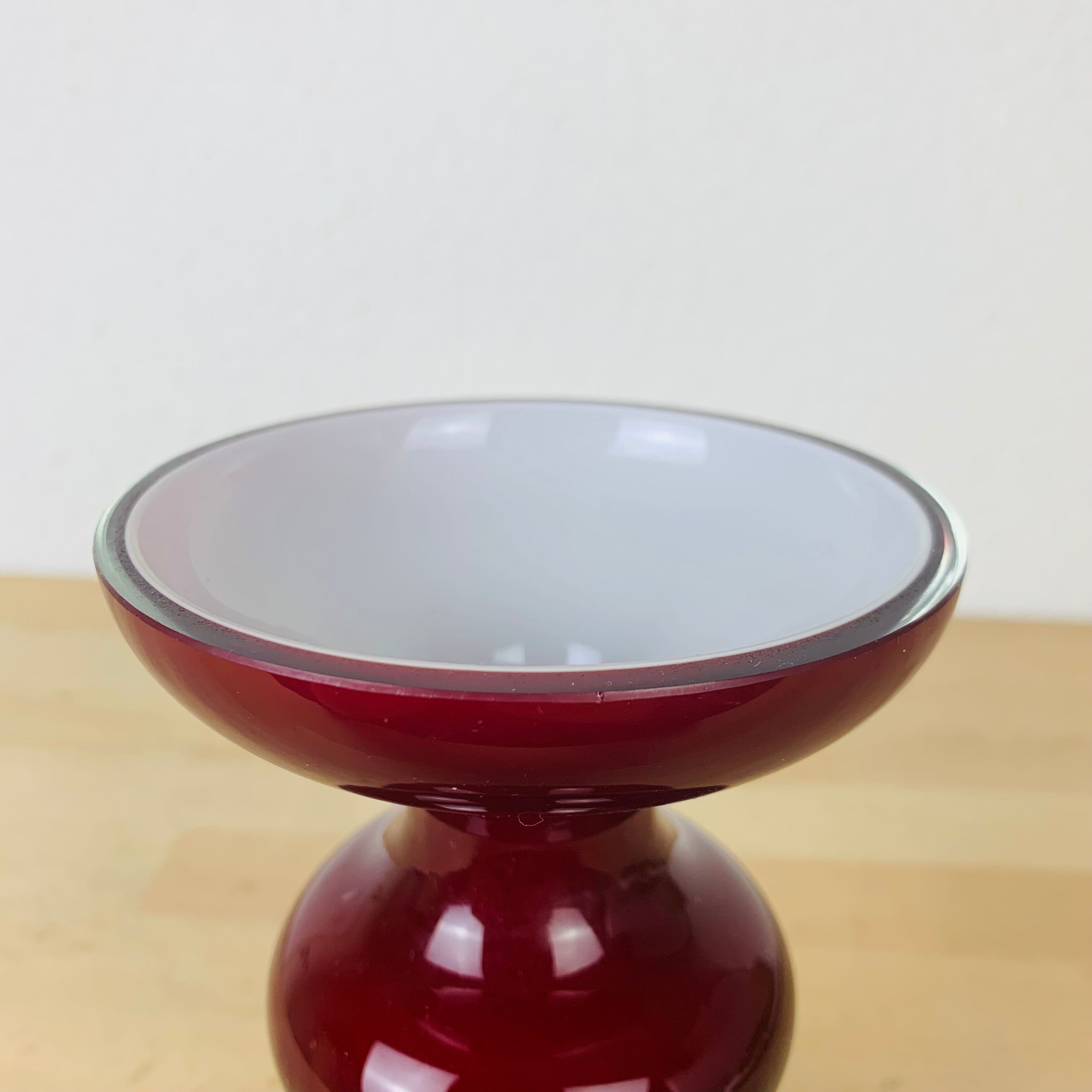 Holmegaard vase Scandinavian red and white glass