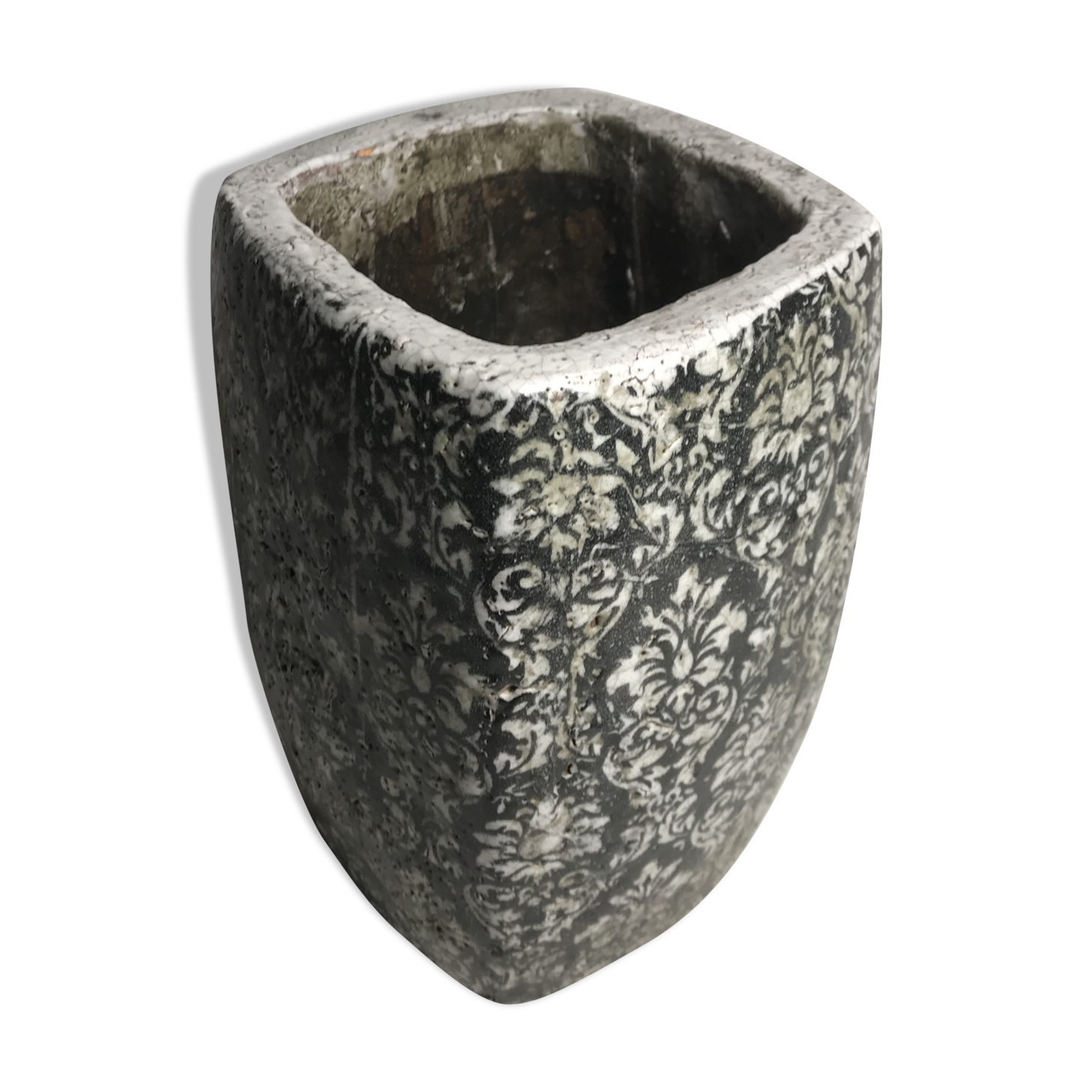 Old enamelled terracotta vase from the 70's vintage