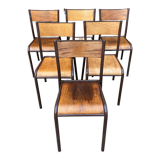 Set of 6 industrial school chairs vintage school communities