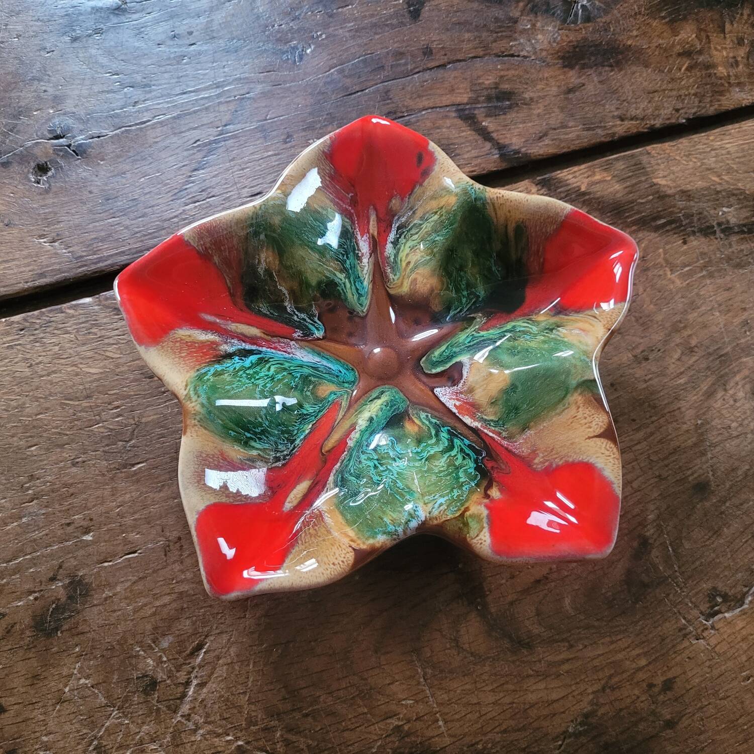 Vintage 70s starry ceramic trinket dish