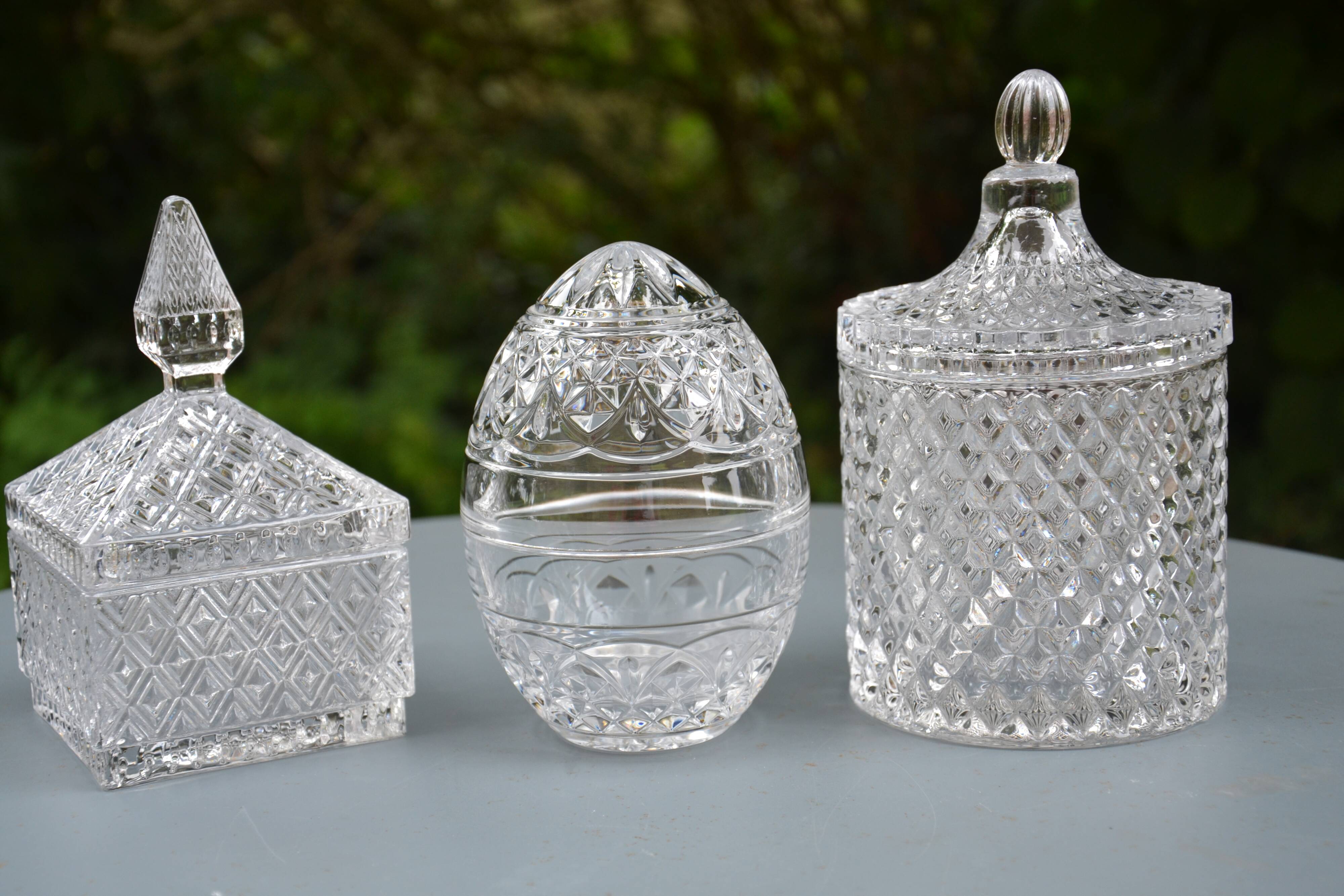 Set of glass candy jars/boxes