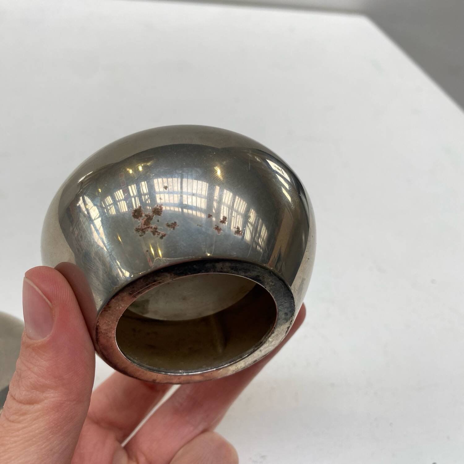 Set of two silver metal candlesticks from the 70s