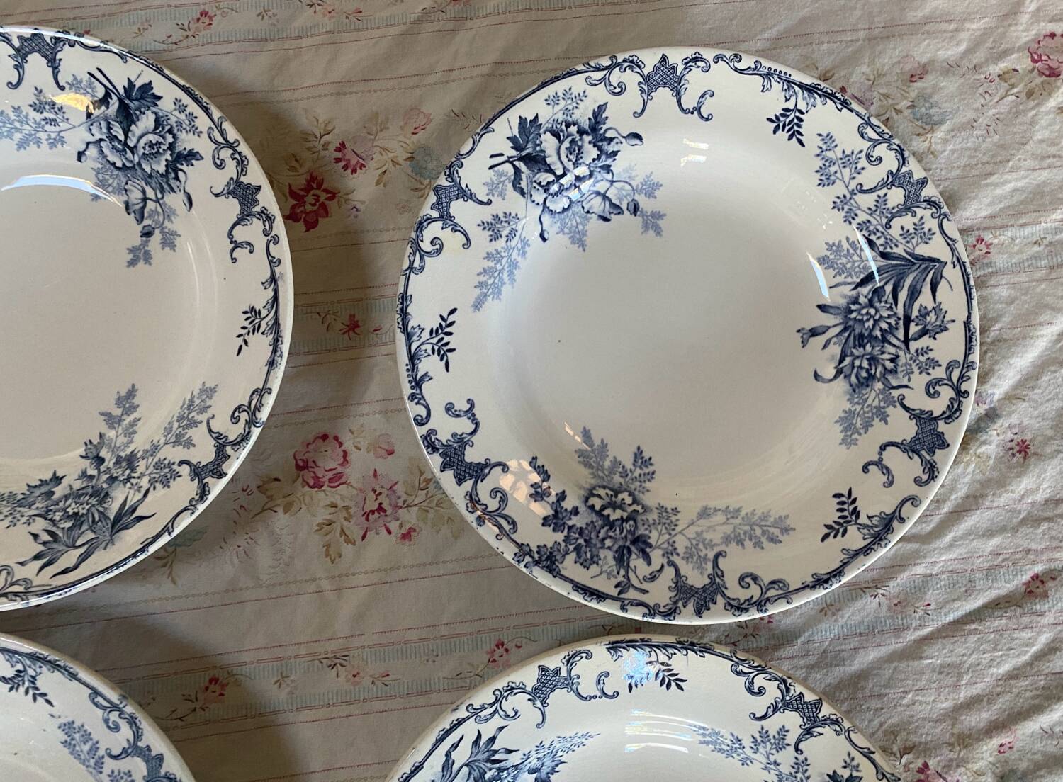 Set of 4 Hippolyte Boulenger ironstone soup plates