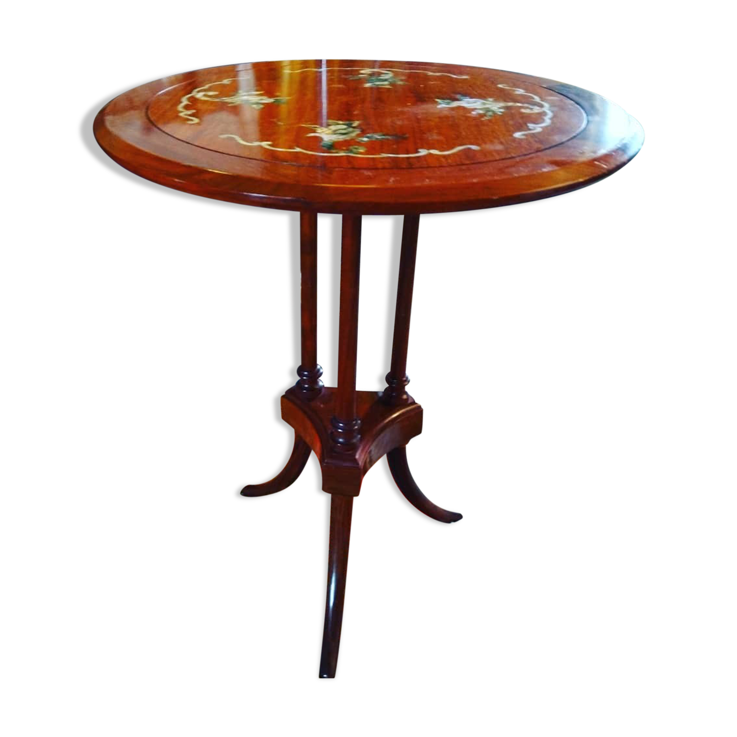Table pedestal table mother-of-pearl marquetry