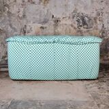 Large 2-seater sofa in checked fabric, France, 1980s
