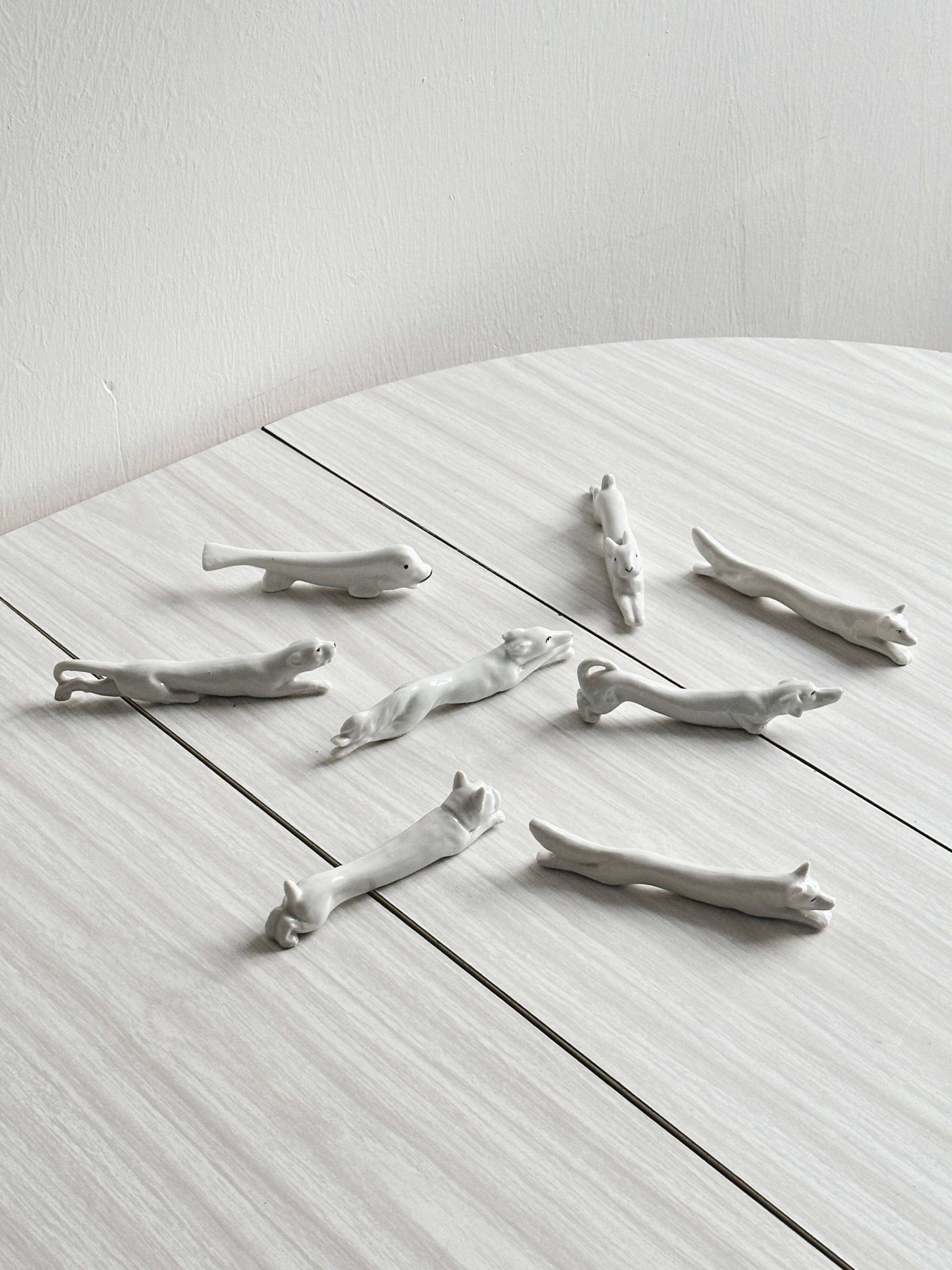 Porcelain animal knife holder.