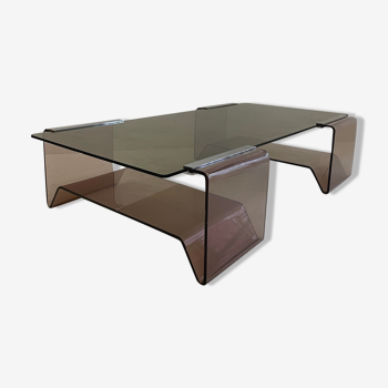 Glass and plexiglass coffee table by Michel Dumas - 70s