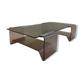 Glass and plexiglass coffee table by Michel Dumas - 70s