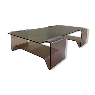 Glass and plexiglass coffee table by Michel Dumas - 70s