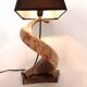 Brutalist spiral lamp from the 1960s, a curiosity object made of horn.