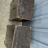 Pair of small occasional or sofa end pieces, lacquered in Asian black