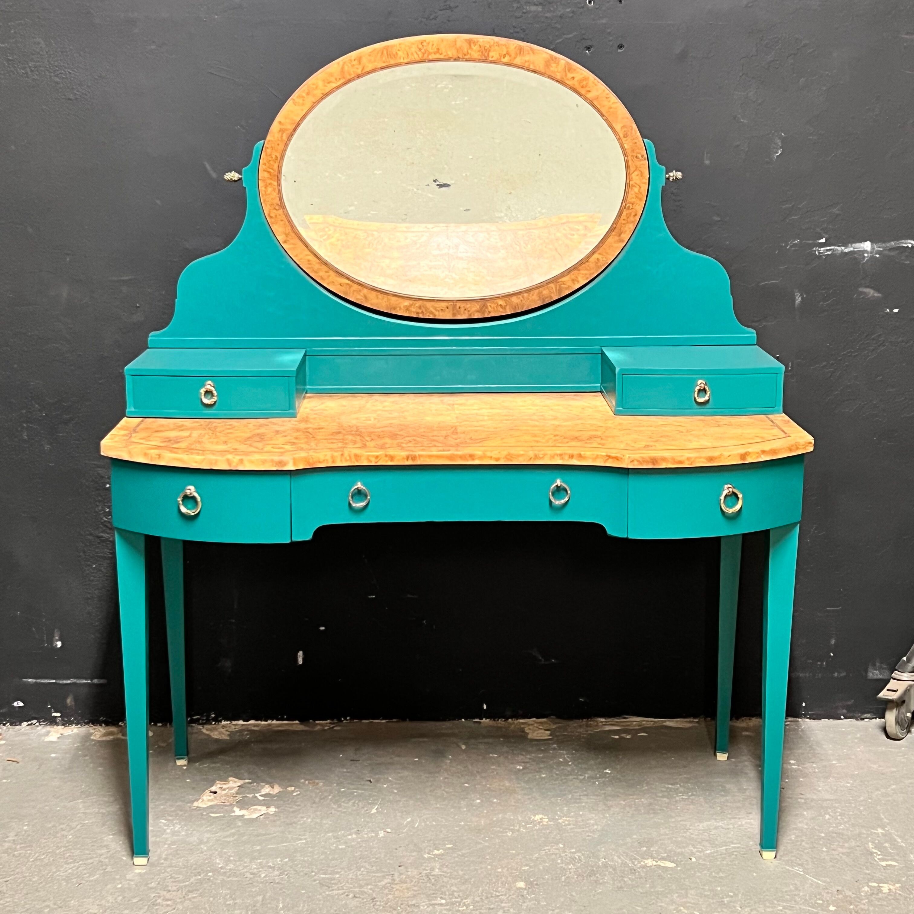 Louis XVI style dressing table in elm magnifying glass