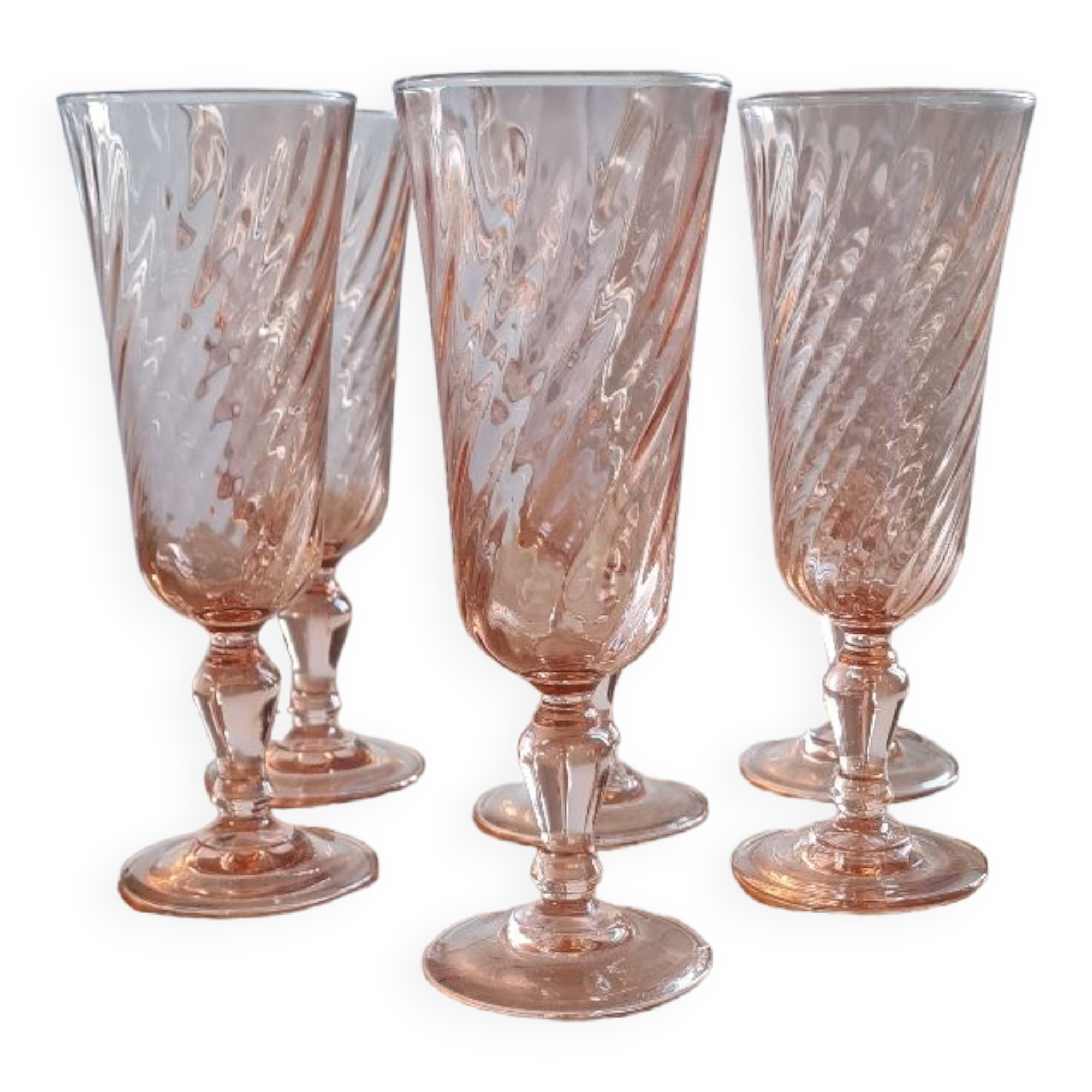 Service of 6 arcopal rosaline flutes