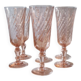 Service of 6 arcopal rosaline flutes