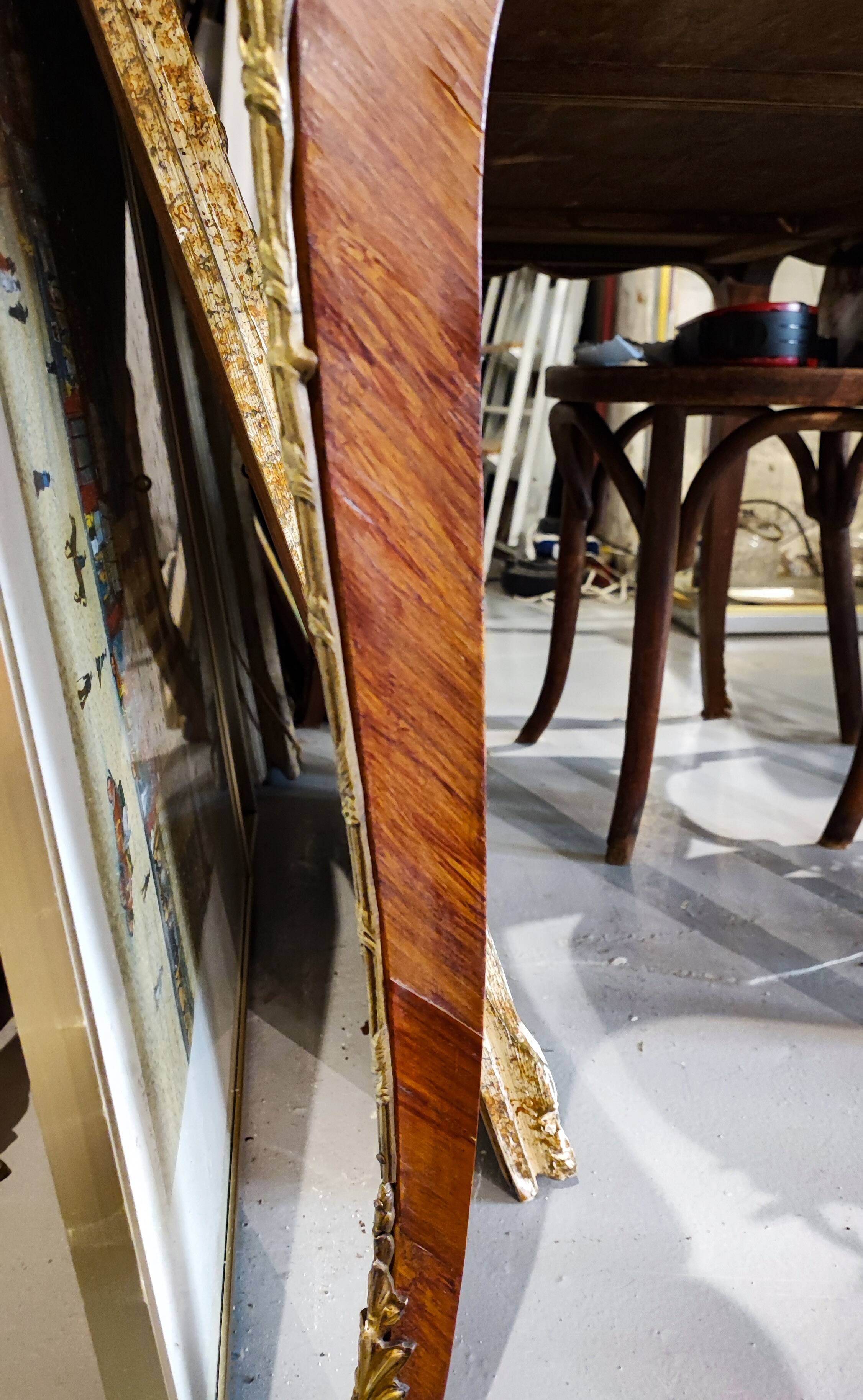 Louis XV flat desk marquetry and leather