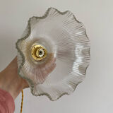Vintage glass holophane pendant light