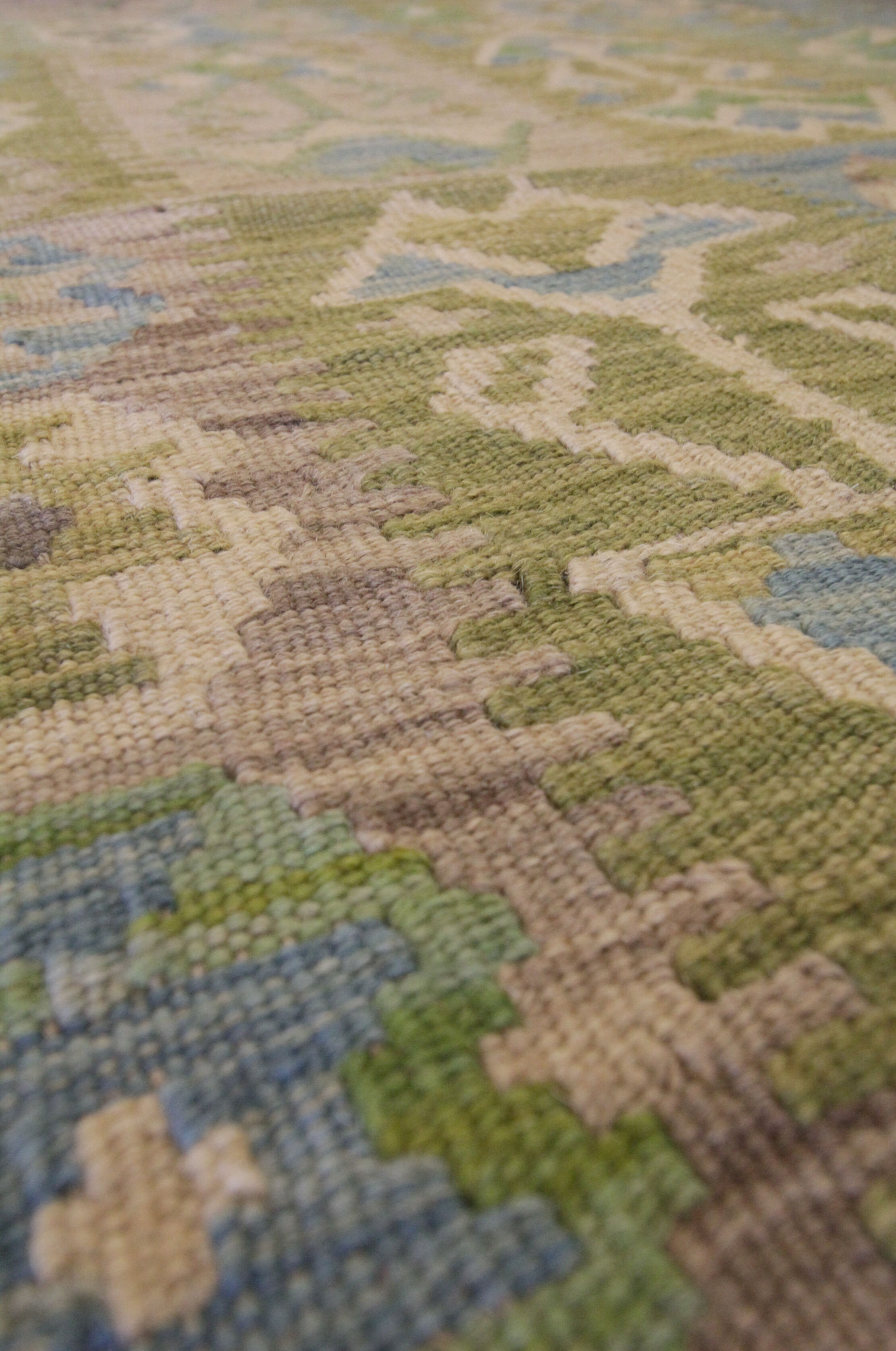 Laine verte Afghan Kilim Traditionnel Géométrique Tissé à plat Tapis fait à la main - 80x120cm