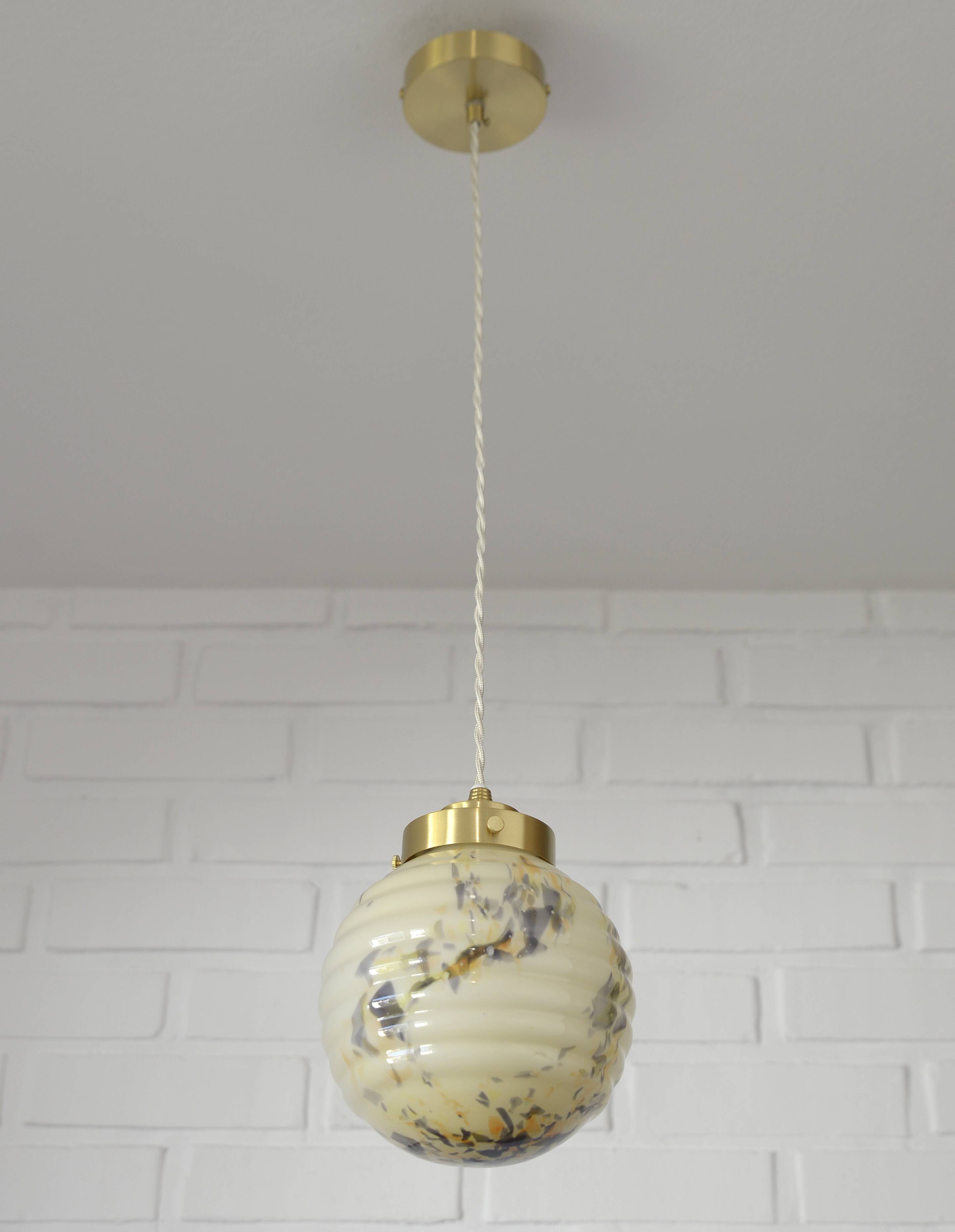 Art Deco redesign pendant lamp  / marbled glass antique hanging lamp
