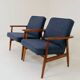 Two Mid Century Armchairs by M. Zieliński, Poland 1960, Navy Tweed
