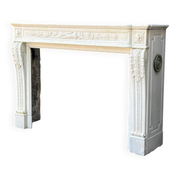 Louis XVI Style Fireplace in Carrara Marble Circa 1880