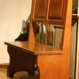 Vintage Italian Modern High Back Bench in Wood, 1950s