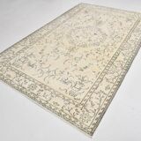 6x10 Large Cream & Black Oriental Vintage Rug, 192x307Cm