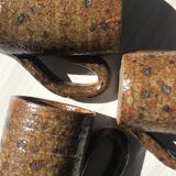 Set of 3 mugs/cups in pyrite sandstone