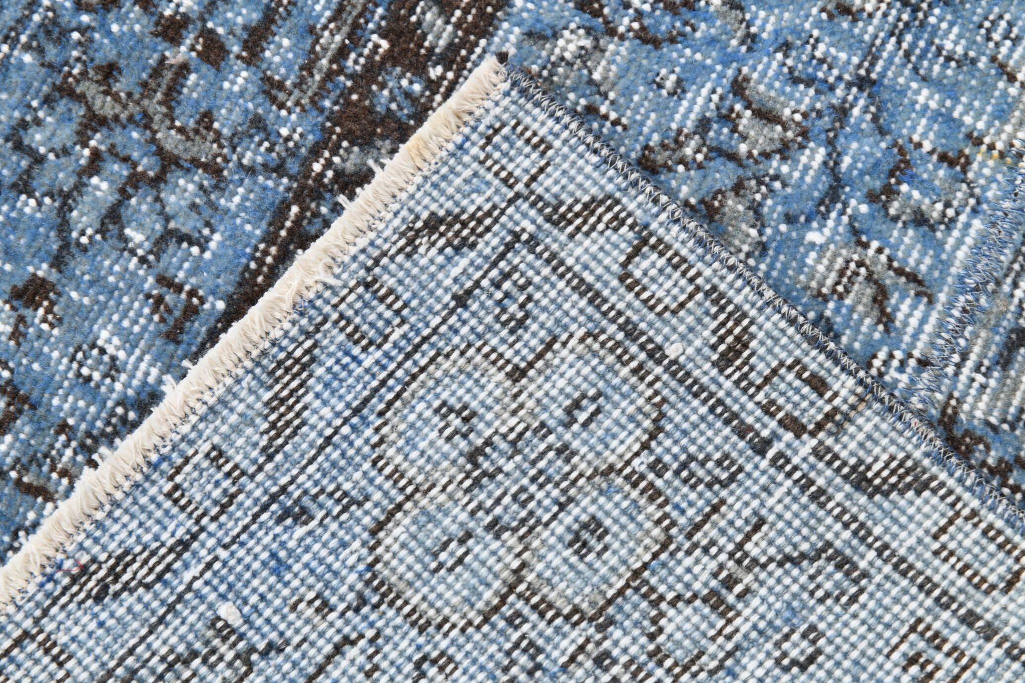 3x7 Blue Vintage Runner Rug, Handmade Wool Rug, Turkish Runner, 78x218Cm