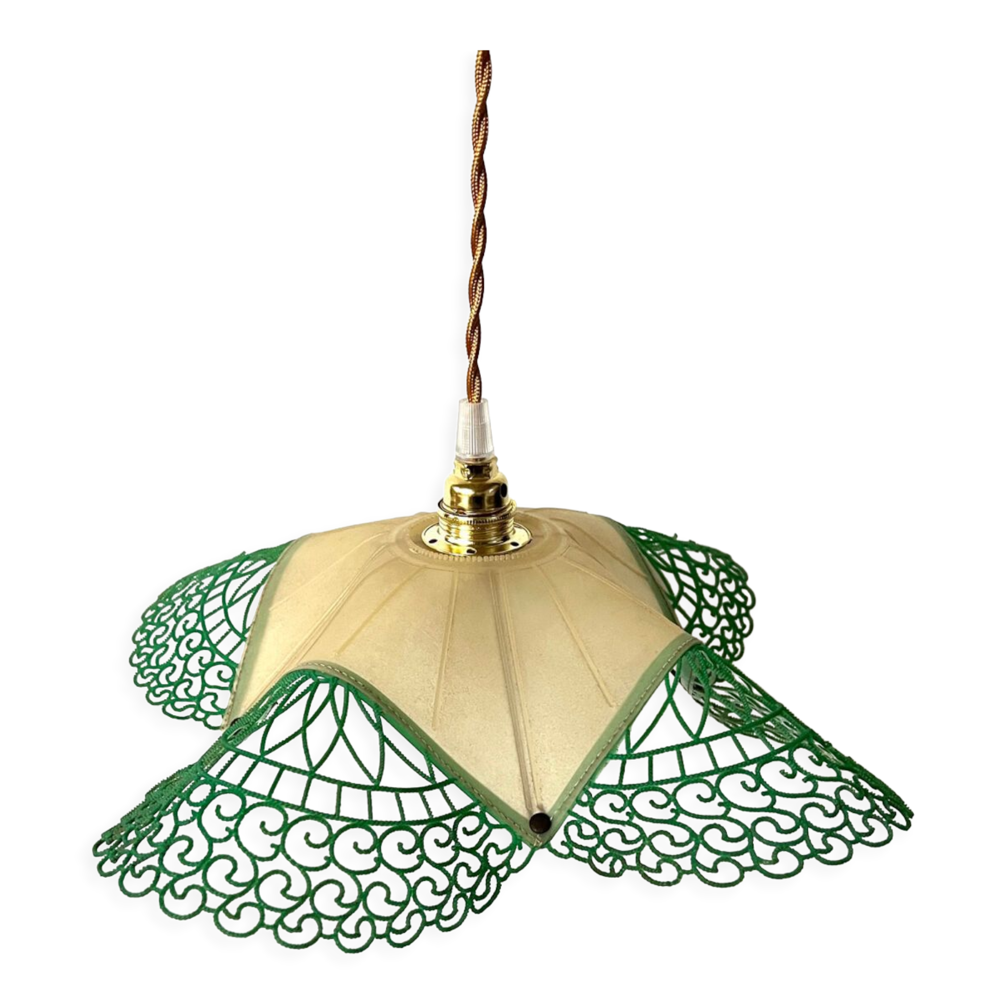 Lampe suspension vintage verte - upcycling
