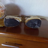 Pair of greenhouse books brass swans