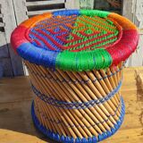 Bamboo stool and ethnic and bohemian rope