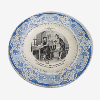 Talking plate Creil-Montereau 19th blue